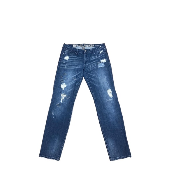 Rewash Jeans Womens Size 29 Dark Blue Distressed Ripped Patchwork Vintage Boho - Picture 3 of 8